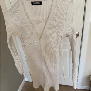 Jacquemus Beige Ribbed Knit dress